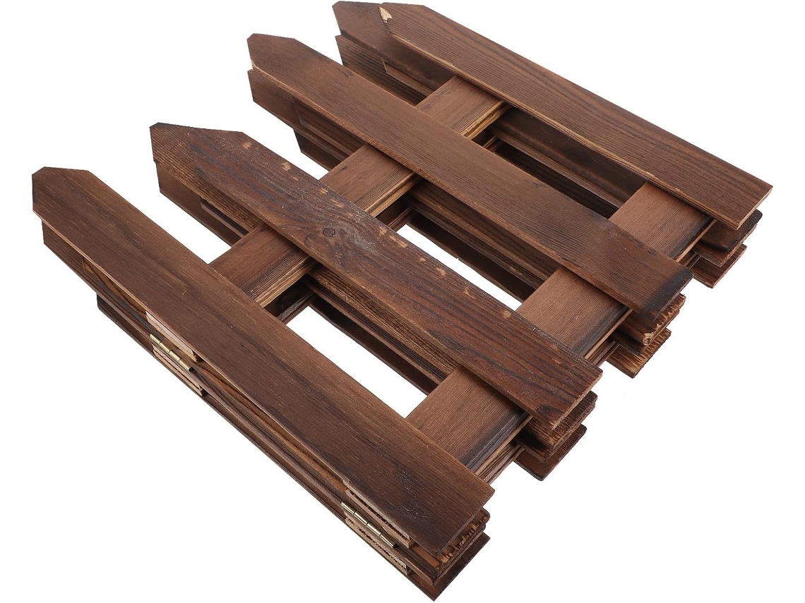 Cerca de Madeira Inoomp À Corrosão, Tamanho Médio, para Jardim, Cerca Decorativa para Quintal com Borda Flexível para CHABERLU