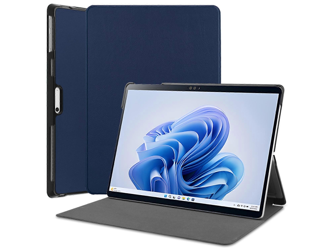 Capa protetora dupla de couro sintético Hengrongshen para Microsoft Surface Pro 11, 10 e 9, proteção total, azul escuro