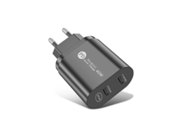 40w Porta Dupla Pd Usb C / Tipo C Carregador rápido para iPhone, iPad, plugue UE preto XIAOMOYU