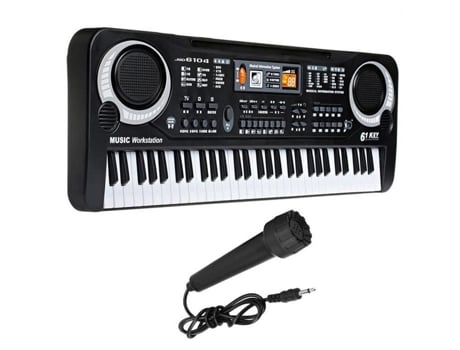 Teclado Eletrônico Brinquedo Educativo 61 Teclas Microfone Incluído Dimensões 54x14,5x6 Cm Para Crianças Vodool
