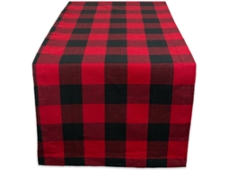 2026 mantel de Mesa de Estilo Campestre Clásico, Xadrez Buffalo, 35,56x274,32 Cm, Rojo Y Negro, Algodón 100%