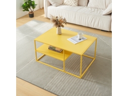 Mesa de Centro Solund Retangular em Aço 45X90X60 Cm Amarela [EN.CASA]