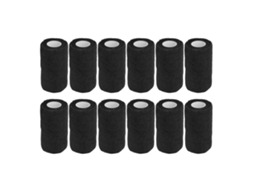 12 Bandagens Elásticas Auto adesivas para Vacas Cães Cavalos 10cm Preto Latex Natural
