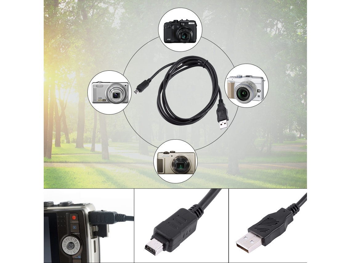 Cabo De Dados Usb 1.5m 12 Pinos Para Câmera Digital Olympus, Cabo De Transferência De Dados