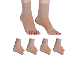 Conjunto 4 Meias Compressão Adulto Suporte Tornozelo Entorse Arco Pé Tendinite Aquiles Pretas M