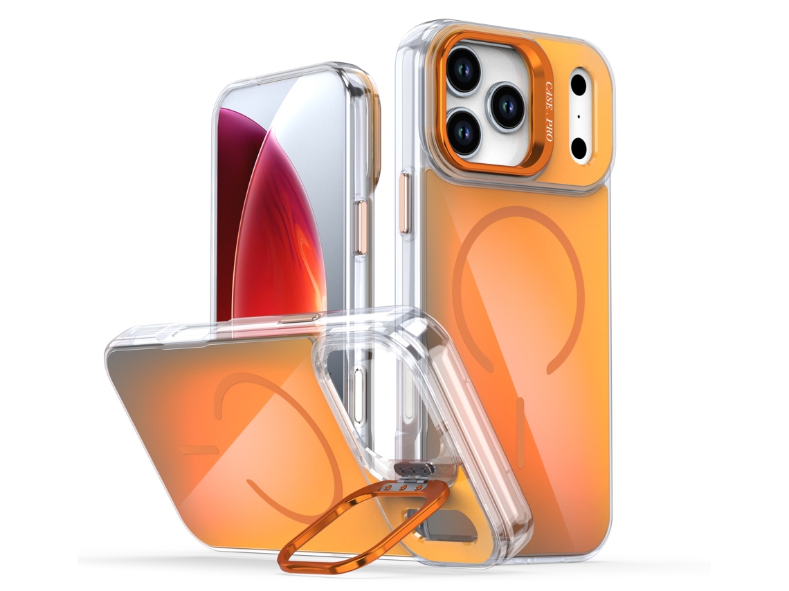 Capa De Celular Magnética Camaleão Brilhante Com Suporte Para Lenteslaranja - Iphone 14 Plus
