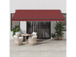 Vidaxl Toldo Retrátil Manual Com Luzes Led 450x350 Cm Bordô