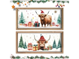 Arte de Parede Estilo Highland Motivo Vaca 2 Pe as Impress o R Stica em Madeira para Cozinha Quarto Sala Estar Infantil VAYOTOY