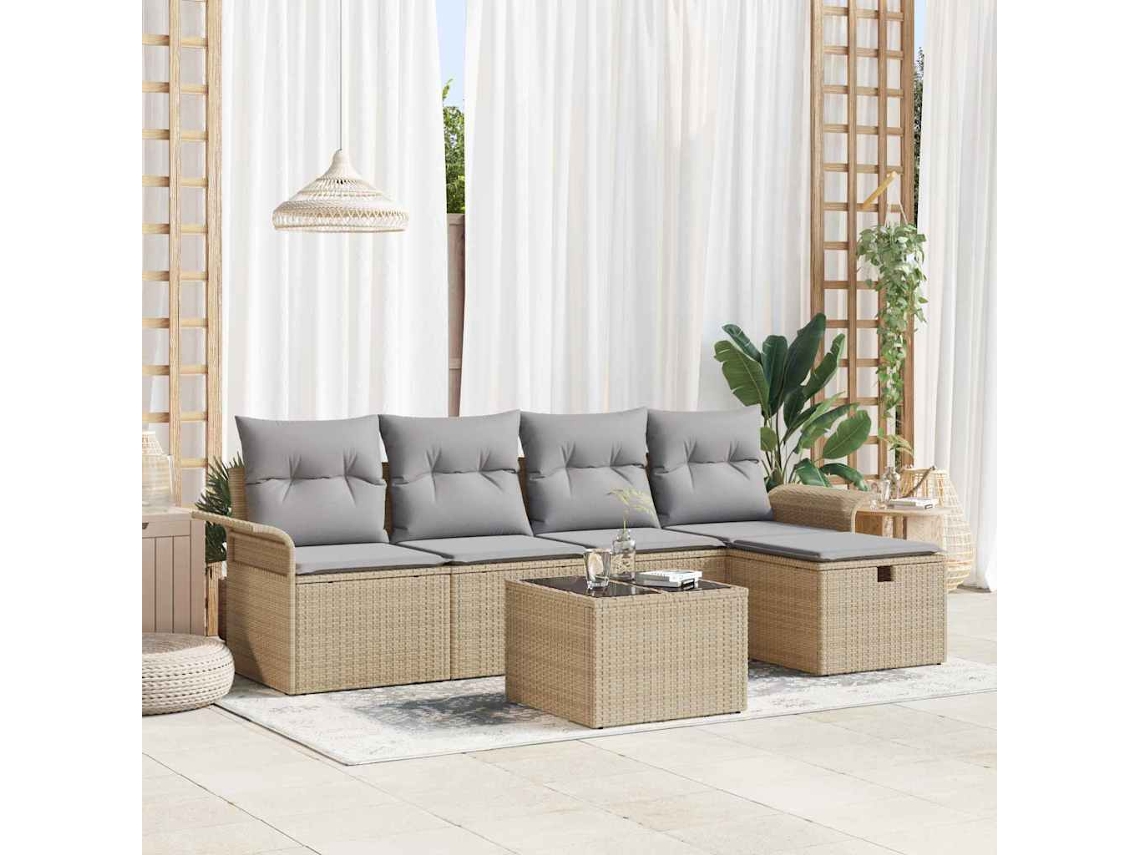 Vidaxl Conjunto De Sofá De Jardim 6 Unid. Rattan Sintético