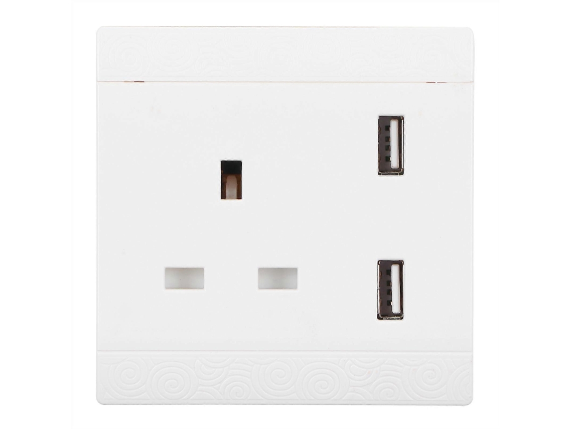 Tomada De Parede Com Duas Portas Usb, 13a 110/220v, Placa De Tomada Elétrica Branca