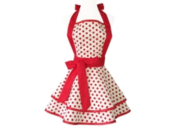 Delantal Artesanal de Algodón Retro para Mulheres e Meninas, Cozinha, Bolo, Vermelho, Ajuste de Ponto, Lavável na Máquina