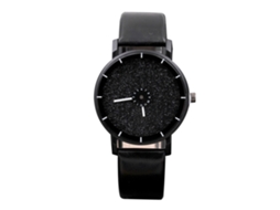 Relógio Feminino de Quartzo com Pulseira de Couro Pu Estilo Fashion Dial Estrelado Preto