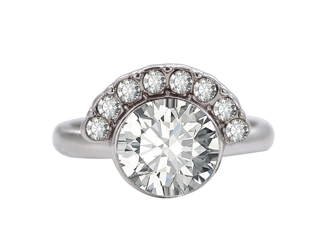 Anel De Mulher Decoração Com Strass Brilhante Jóias De Casamento