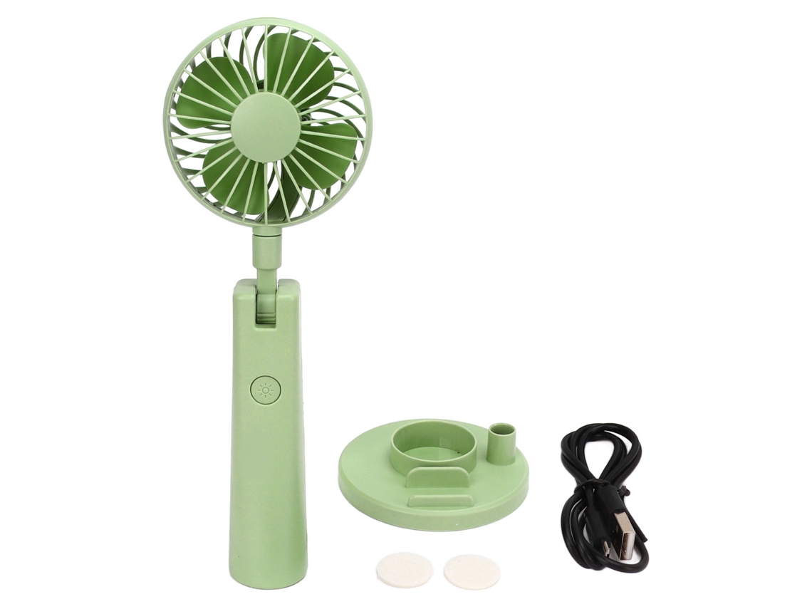 Ventilador Portátil De Mão Com 3 Velocidades, Recarregável Via Usb, Mini Ventilador Com Espelho De Maquiagem E Suporte Para Celular