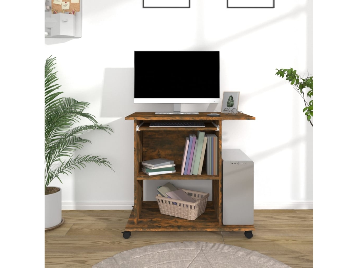 Vidaxl Mesa De Computador 80x50x75cm Derivados Madeira Carvalho Fumado