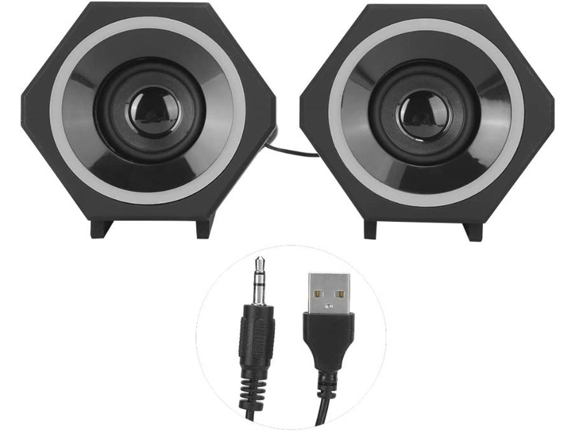 Mini Alto Falante De Áudio Portátil Mini Sound Pc Alto Falante Usb Com Fio Subwoofer Surround, Preto Yizhood
