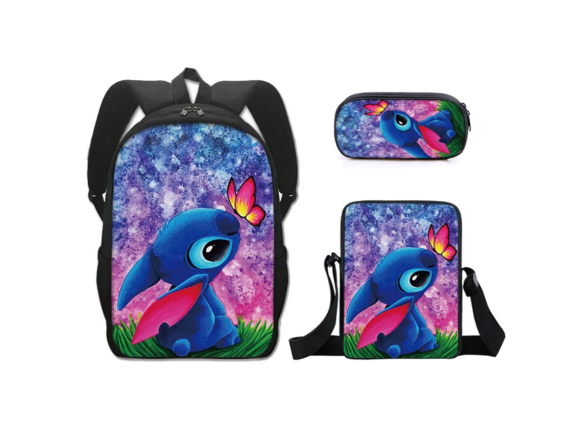 Mochila KOHREE de Estudante Stitch Conjunto de Três Peças 16 Polegadas