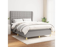 Vidaxl Cama Com Molas/colchão 140x190 Cm Tecido Cinzento-claro