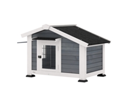 Casota De Exterior Em Madeira Casa Médios Com Teto De Asfalto Chão Removível 98x76x69,5 Cm Cinzento