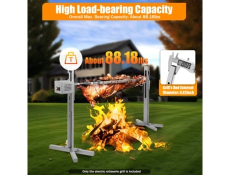 Kit Elétrico Para Rotisserie De 53, Capacidade De 40 Kg, Motor Rotativo Automático De 25w, Altura Ajustável, Suporte Universal Para Assar. Viewleaf