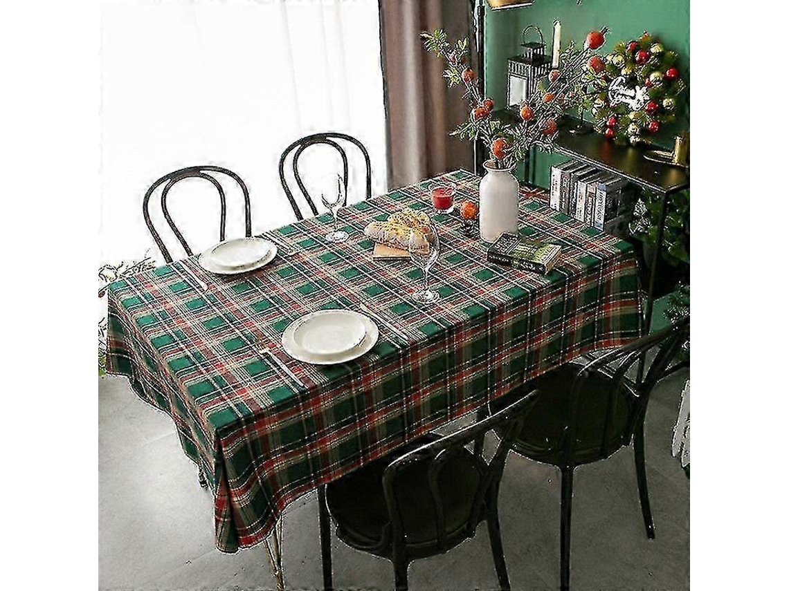 Toalha De Mesa Retangular Xadrez Vermelha Para As Festas De Natal