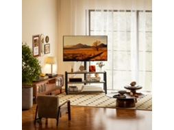 Móvel Para Tv Com Suporte P/ Televisores De 32-70 Polegadas, Prateleiras Abertas, Ângulo Ajustável 35°, 108x41x135cm, Efeito Madeira Natural
