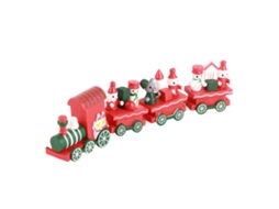 Mali trem de Natal Brinquedo em Madeira Maciça para Crianças com 4 Vagões Modelo Colorido