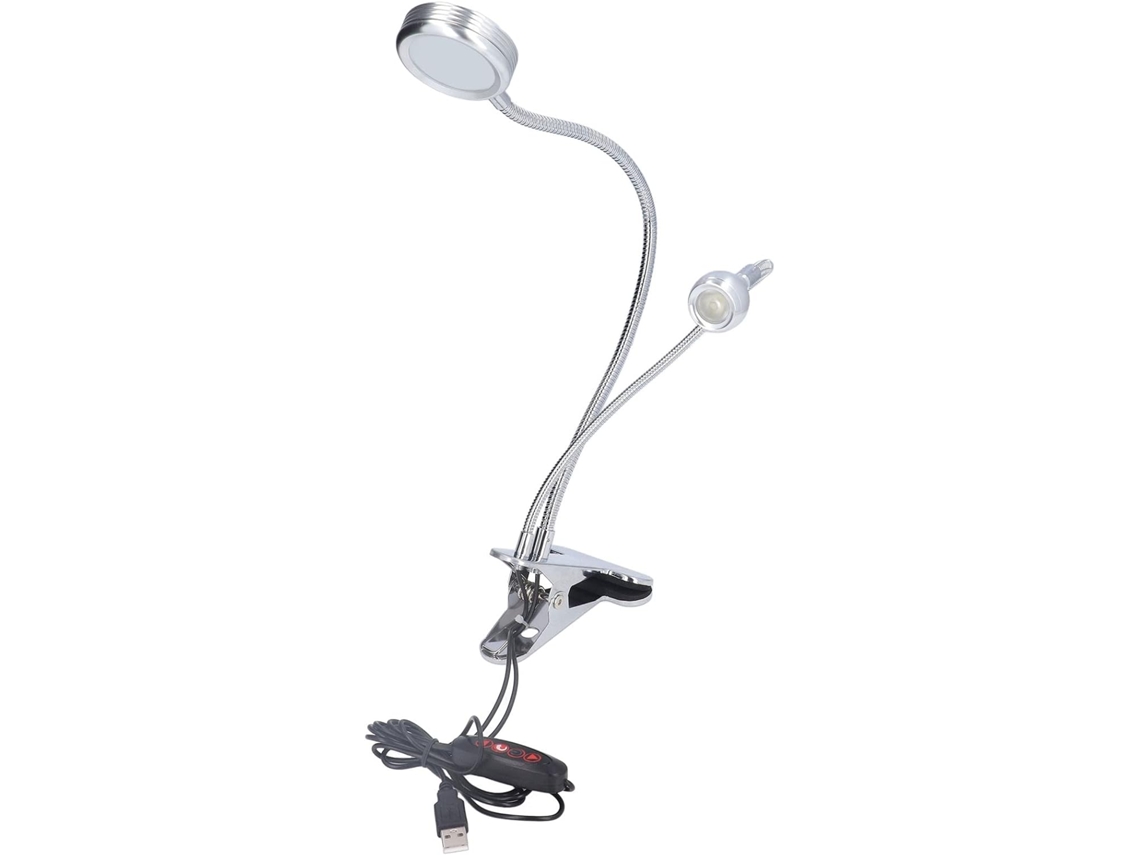 Luminária De Led Com Clipe, Dupla Cabeça, Ideal Para Leitura, Mesa E