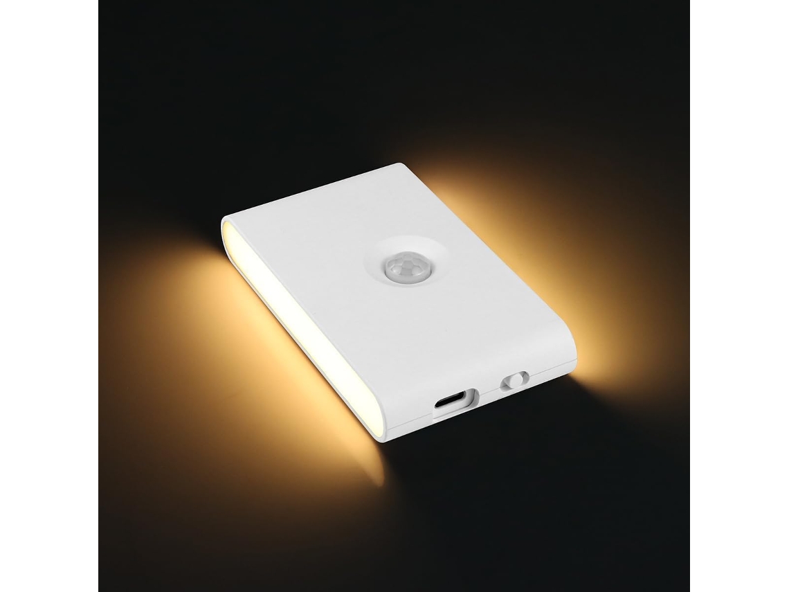 Luz Noturna com Sensor de Movimento e Crepúsculo, Recarregável, 3000k Branco Quente com Iluminação Lateral para Escadas, Ideal para Quartos BRILVIBERA