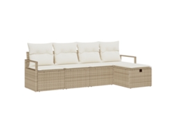 Conjunto 5 Sofá De Jardim Vidaxl Bege Vime Pe (230 X 117 X 85 Cm)