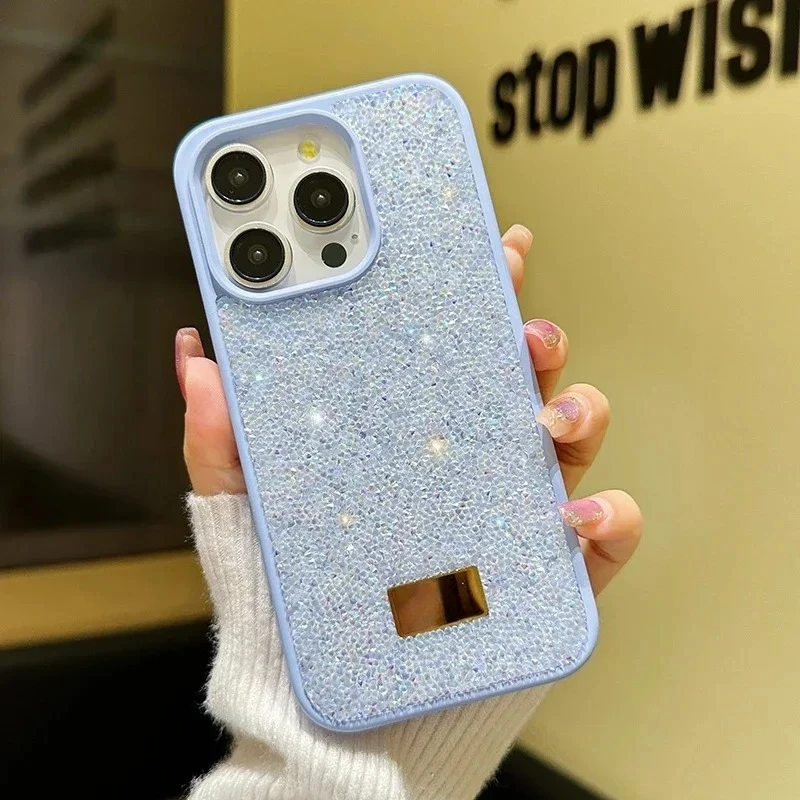 (roxo-claro, Iphone 11) Capa Protetora Estilosa Com Brilho E Strass, Estilo instagram, Para Meninas – Resistente A Impactos