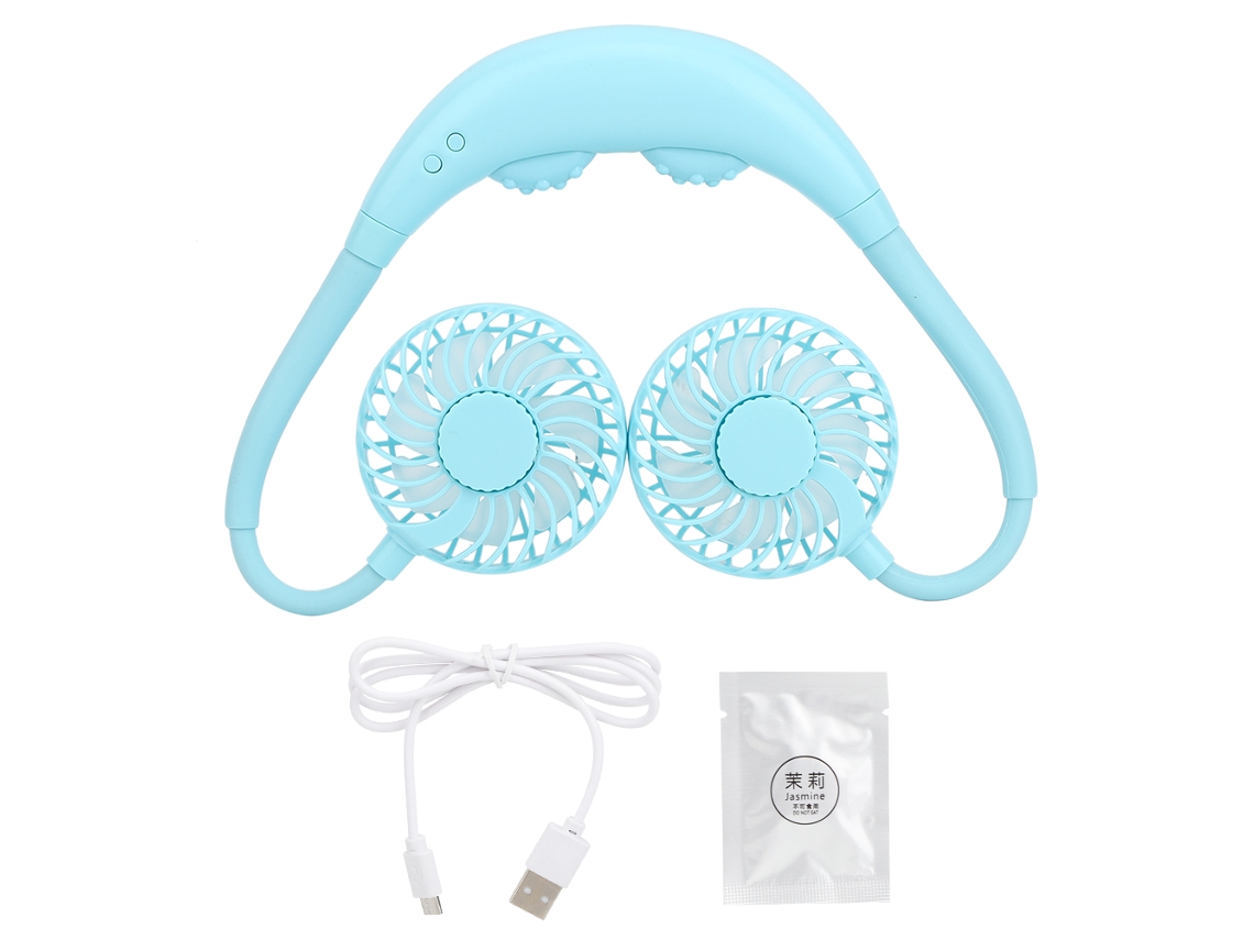 Ventilador Portátil com Massagem Usb Azul Colgado no Pescoço