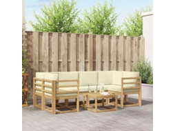 Vidaxl Conjunto De Sofás Para Exterior 7 Unid. Branco E Creme