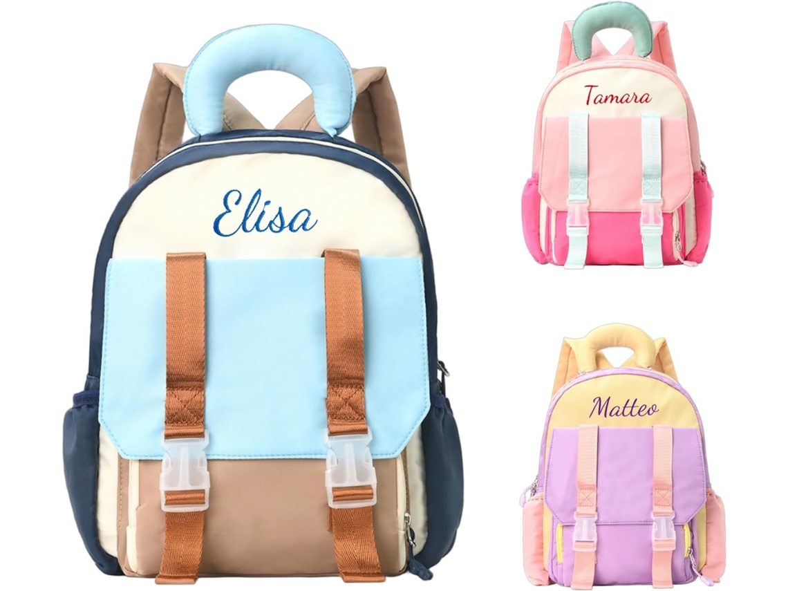 Mochila Infantil Personalizada Com Nome Bordado, De Poliéster E Leve. Ideal Para Pré-escola Ensino