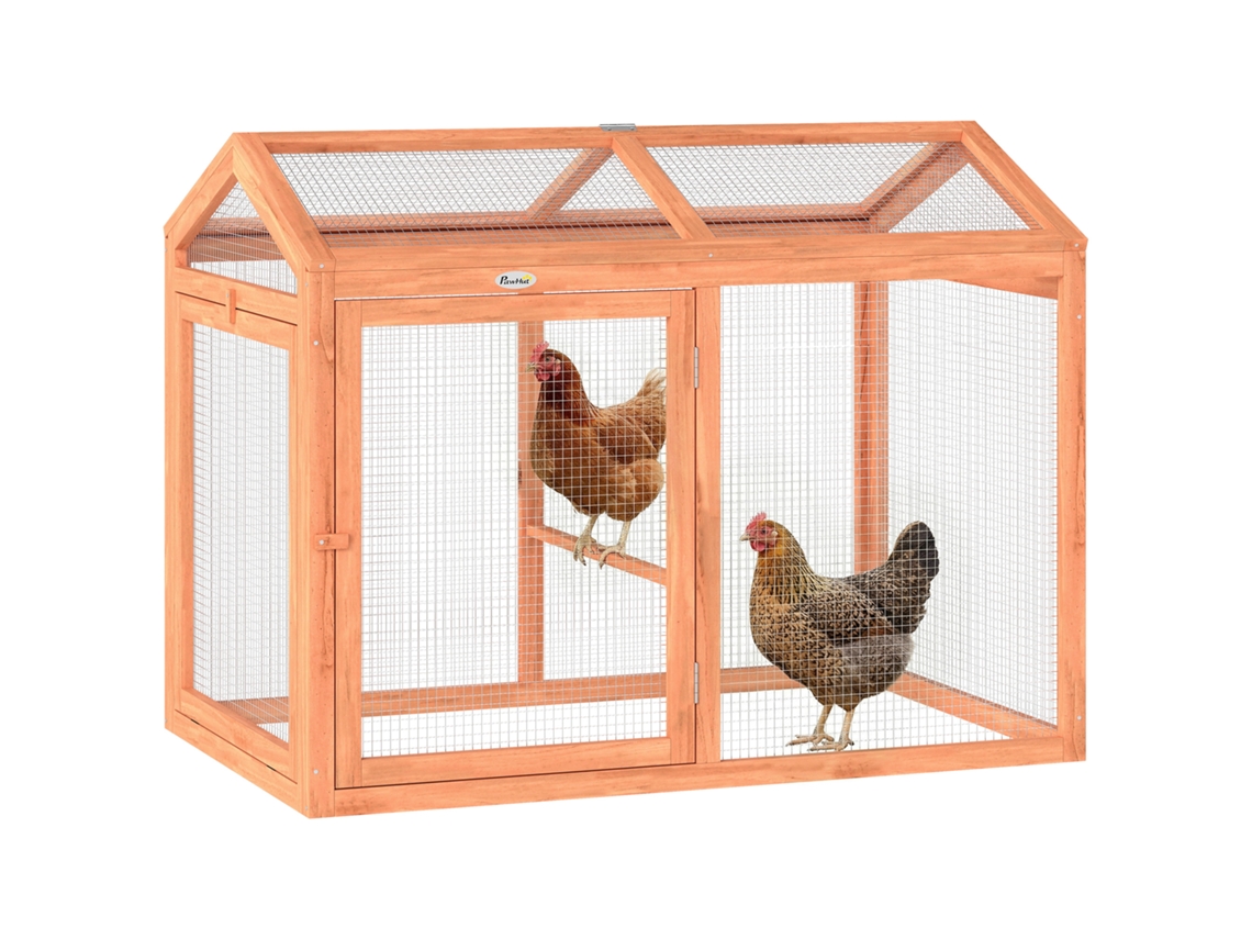 Galinheiro De Madeira Com Cercado Externo, Poleiro E Portas Duplas Galinheiro Modular Para Jardim