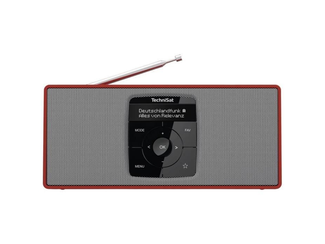 Digitradio 2 S Rádio de Bolso Dab Fm Bluetooth Dab Função Despertador Fm Recarregável Vermelho Prateado TECHNISAT