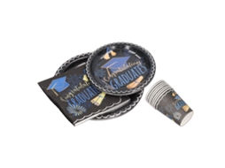 Conjunto De 40 Pratos Desecháveis Para Graduação Preto Com Guardanapos Decoração De Festa De Graduação
