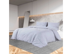 Vidaxl Conjunto De Capa De Edredão 140x200 Cm Algodão Cinza