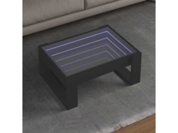 Vidaxl Mesa De Centro Luzes Led Infinity 70x53x30 Cm Preto
