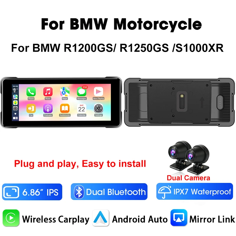 (motorola Carplay-dvr) Navegador Para Motocicletas De 6,86 Polegadas, À Prova D'água Para Uso Em Bmw.