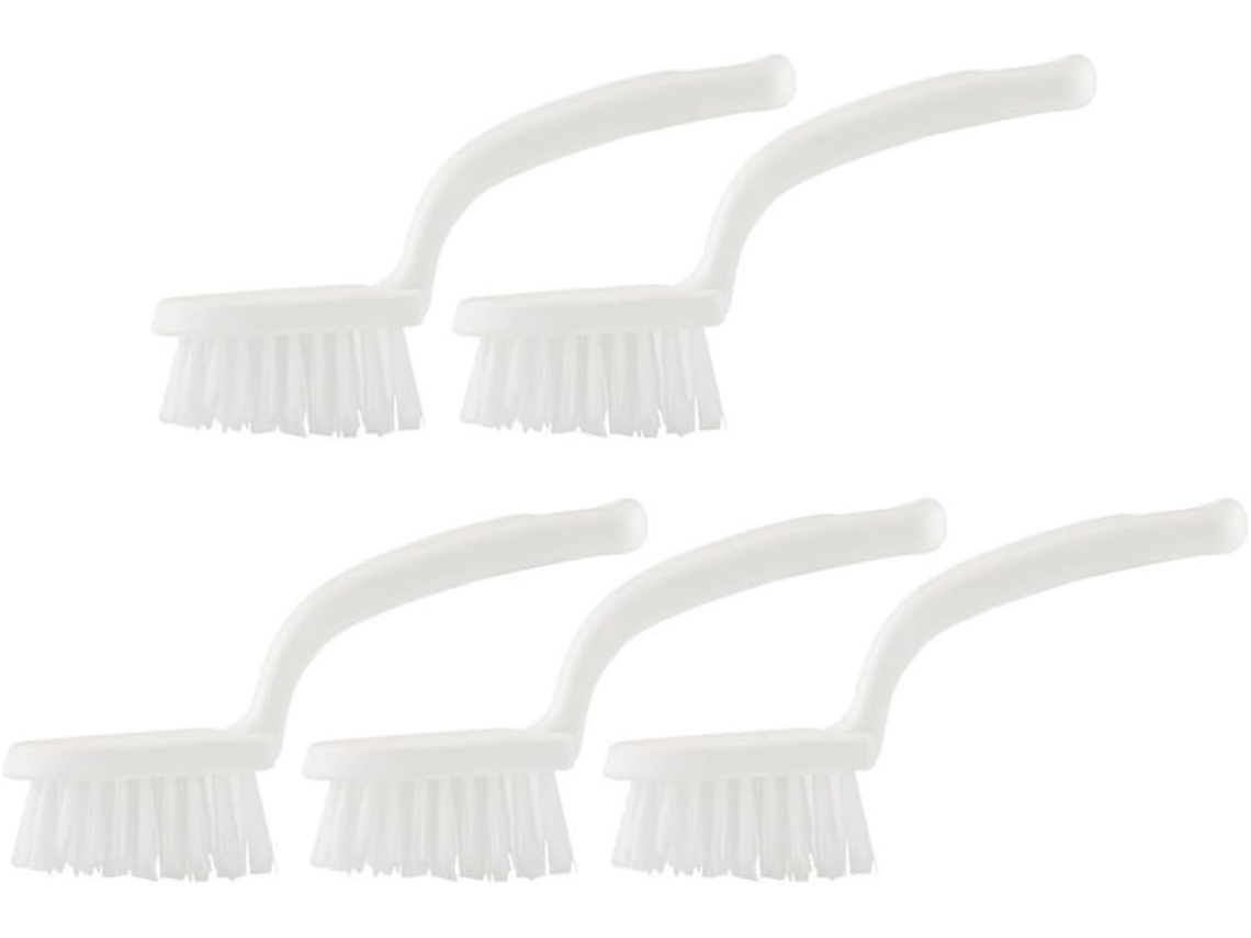 Conjunto De 5 Escovas Limpeza Brancas Fomiyes Para Frestas E Cantos, Com Cerdas Rígidas De Pp, Fáceis De Segurar E
