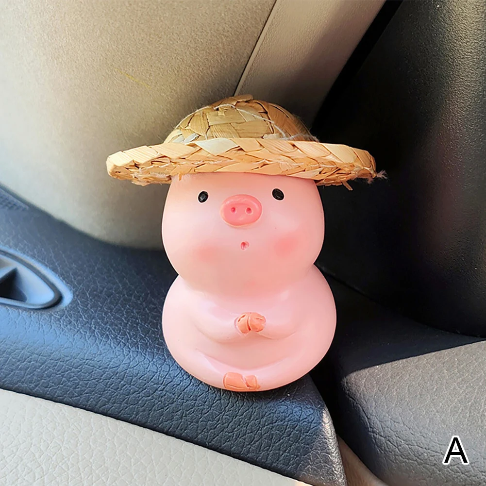 Porquinho Fofo, Gato, Panda, Tigre, Cachorro com Chapéu de Palha, Decoração para Painel de Carro, Ornamento para Espelho Retrovisor BRILVIBERA