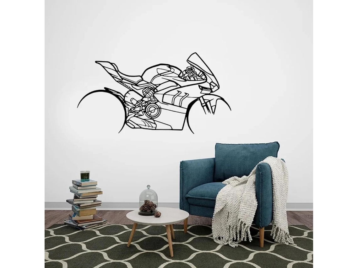 Adesivos Muraux Silhueta De Moto Em Vinil Para Quarto, Garagem Ou Quarto De Garçon - Décoration Murale Amusante
