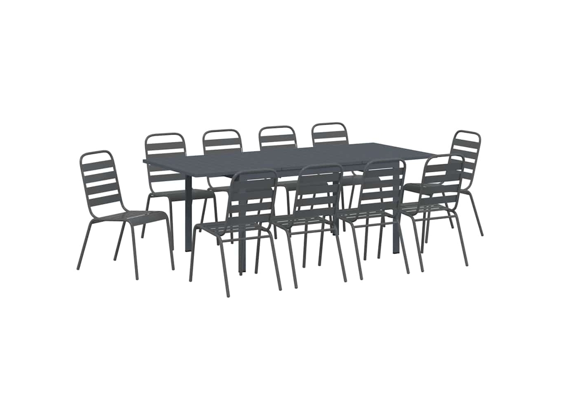 Conjunto 11 Conjunto De Móveis Para Exterior Vidaxl Antracite Aço Revestido A Pó (211,5 X 90 X 74 Cm)