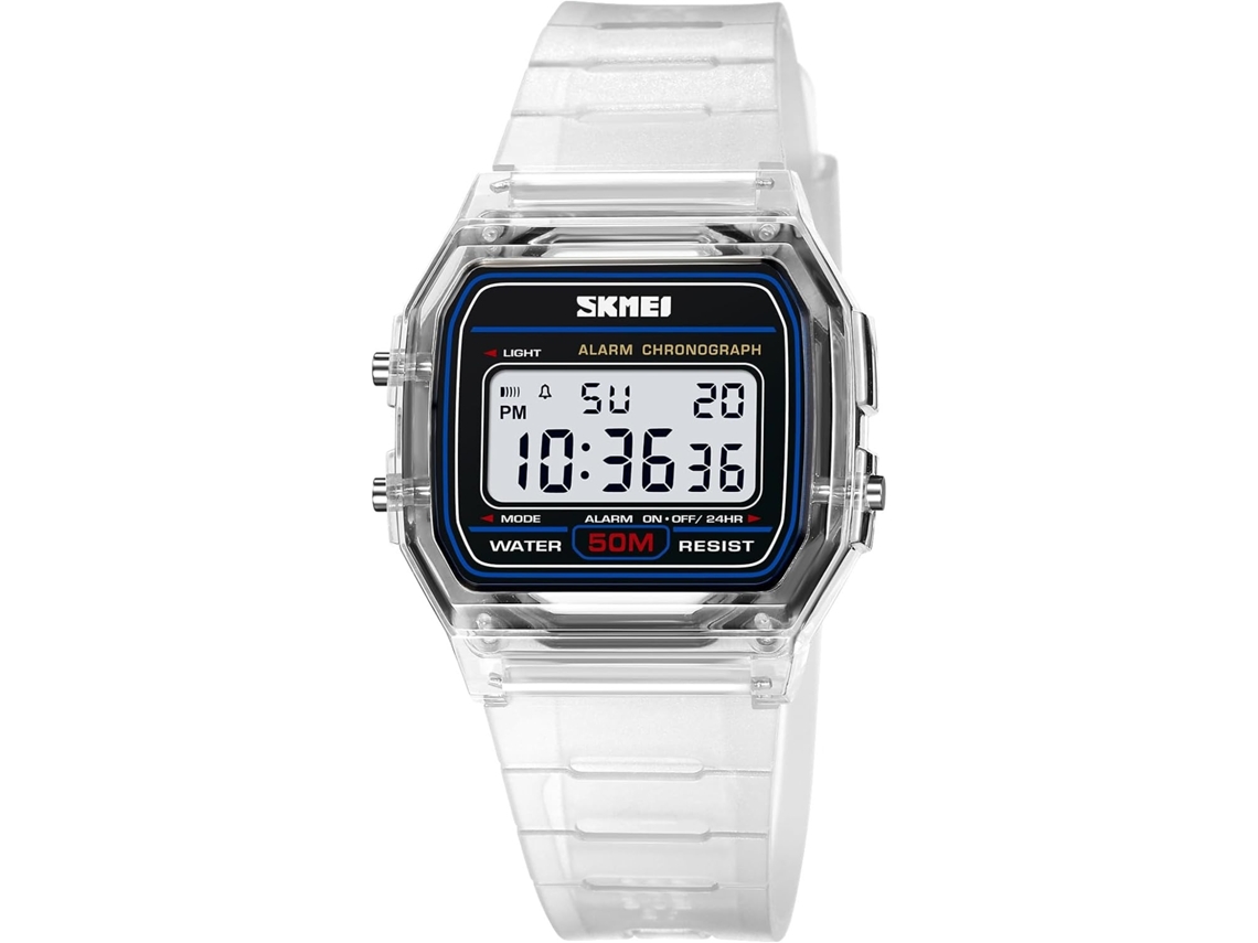 Lurelia Relógio Digital, Visor Digital, Led, Cronómetro, Alarme, Data/calendário, 33 Mm, 7mm, Aço Inoxidável, Resistente À Água 30m, Preto