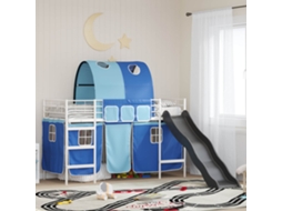 Vidaxl Cama Loft Para Crianças Branco E Azul 100 X 190 Cm Metal
