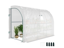 Estufa De Jardim Com Cobertura Plástica, Resistente Aos Raios Uv, 3 Níveis, Portas Com Zíper, Branca