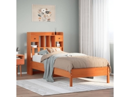 Cama Com Estante Sem Colchão 75x190cm Pinho Maciço Castanho-mel