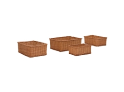 Nesting Basket Set, Nesting Basket Sets Vidaxl Marrom Vime (45 X 40 X 17 Cm)