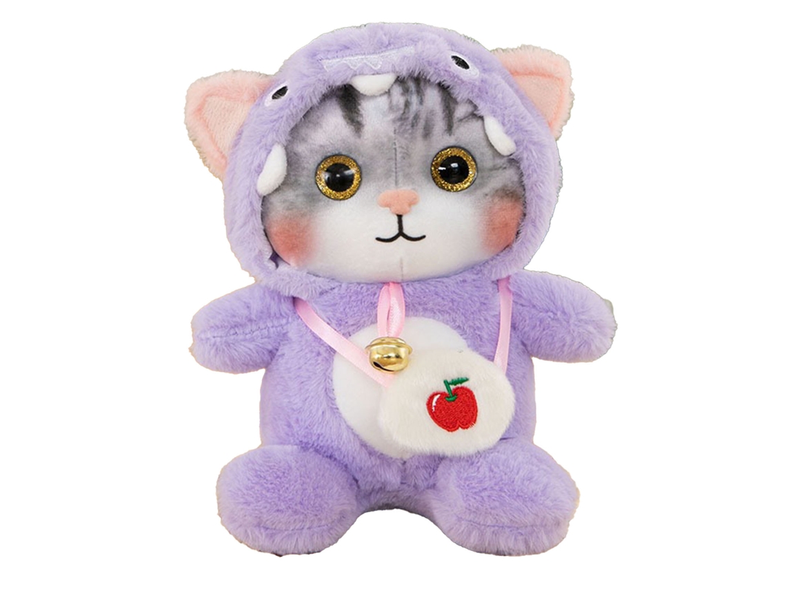 Primerox pelúcia de Gato Fofa com Sino Macio Colorido Boneca de Pelúcia Presente para Crianças Roxo